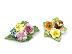 Two ceramic posy brooches