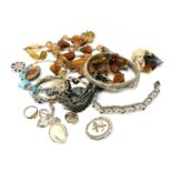 A quantity of costume jewellery, necklace, brooch,