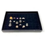 Fifteen dress rings, skull rings etc.