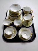 A tray containing approximately 26 pieces of Shelley Daffodil Time tea china