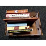 A box of approximately nine Folio Society and other volumes including Agatha Christie's Miss Marple,