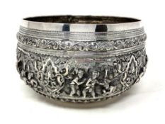 An Indian silver fruit bowl,