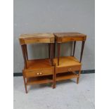 Two pairs of mid 20th century teak bedside cabinets