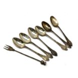 Six silver teaspoons, 80.