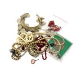 A quantity of costume jewellery, cuff bangle,