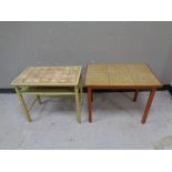 A mid 20th century teak tile top occasional table together with one similar table