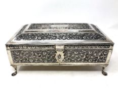 An Indian silver presentation casket, engraved 'Presented to J Esplin Esq.