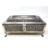 An Indian silver presentation casket, engraved 'Presented to J Esplin Esq.