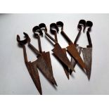 A tray containing four pairs of antique shears