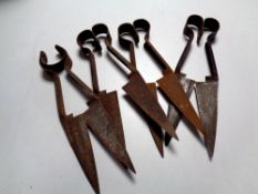 A tray containing four pairs of antique shears