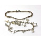 A white metal charm bracelet together with a further bracelet