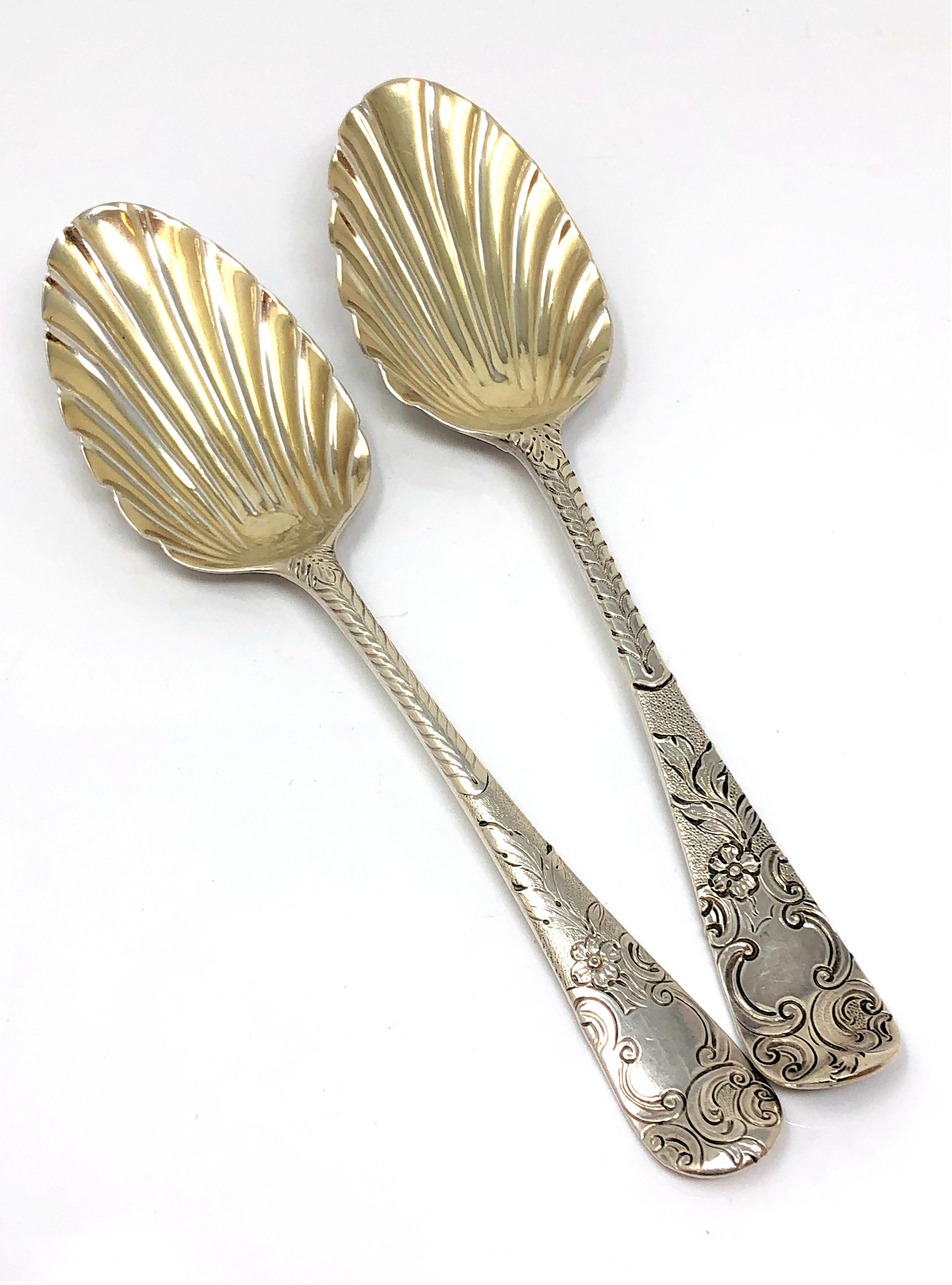 Two nice quality silver-gilt engraved spoons, one Victorian,