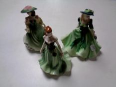 Three Royal Worcester Les Petites figures, Holly,