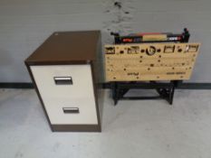 A Royale two drawer metal filing cabinet together with a folding Black and Decker work bench