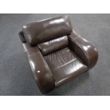 A brown leather armchair