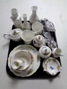 A tray containing a quantity of Aynsley cottage garden porcelain including vases, lidded urns etc,