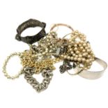 A small quantity of costume jewellery, hinged bangle,