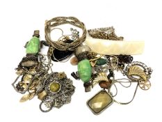 A quantity of costume jewellery, pendants, chains,