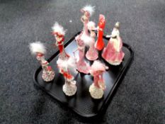 A tray of lady figurines including Bradex,