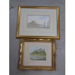 A gilt framed print after James Slater, Lindisfarne,