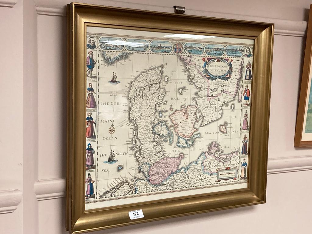 A coloured map depicting the Kingdom of Denmark,