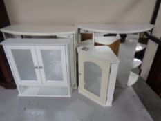 Four bathroom cabinets (various,