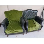 A pair of early 20th century leather armchairs