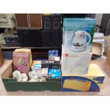 A quantity of assorted electricals to include toasters, kettles, hair dryer,