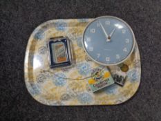 A Players's Navy Cut tin tray together with a Will's Woodbines glass ashtray and a mid 20th century