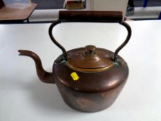 A Victorian copper kettle.