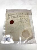 A scarce letter signed by Francois Marie, Marquis de Barthelemy, ambassador,
