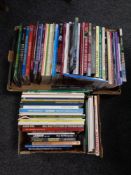 Two boxes of a large quantity of hardback and paperback books, steam railways, locomotives etc.