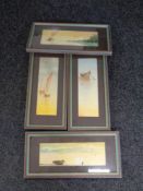 Four watercolours depicting sail boats initialled NJ.