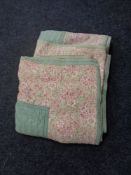 A hand stitched Durham quilt - Green floral