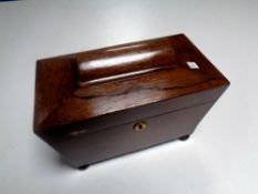 A Regency rosewood sarcophagus form tea caddy