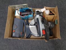 A box of Einhell table saw, battery charger etc.