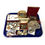 A tray of various costume jewellery.