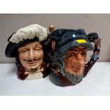 Two large Royal Doulton character jugs, Rip Van Winkle D6438 and Porthos D6440.