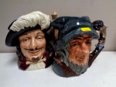 Two large Royal Doulton character jugs, Rip Van Winkle D6438 and Porthos D6440.