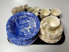 A tray of assorted ceramics to include Royal Grafton Savoy teacups,