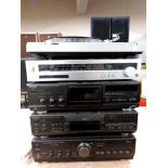 Five Technics hifi separates to include direct drive turntable SLD2, stereo tuner ST-S2L,