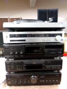 Five Technics hifi separates to include direct drive turntable SLD2, stereo tuner ST-S2L,
