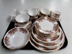 A tray of thirty-three pieces of Colclough tea and dinner china.