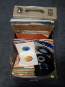 A box containing vinyl LP's, 78's and 7" singles to include Suzi Quatro, Connie Francis,