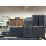 Six pairs of speakers to include Acoustic Research, Sharp, Hitachi etc, together with a JVC hifi.