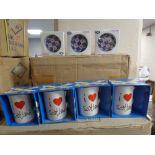 Four boxes of I Love Scotland mugs and coasters (boxed, new).