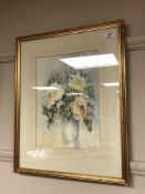 Penny Ward : Still life of flowers in a vase, watercolour, signed, 33cm by 24cm.