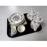 A tray containing four piece Royal Doulton Brambley Hedge tea service together with eight further