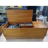 A teak cased HMV solid state stereogram.