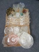 Two boxes of pressed glass,